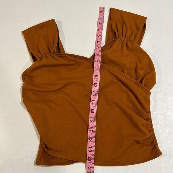 Maeve by Anthropologie Rust Ruched Square Neck Top Size Small - Picture 6 of 7